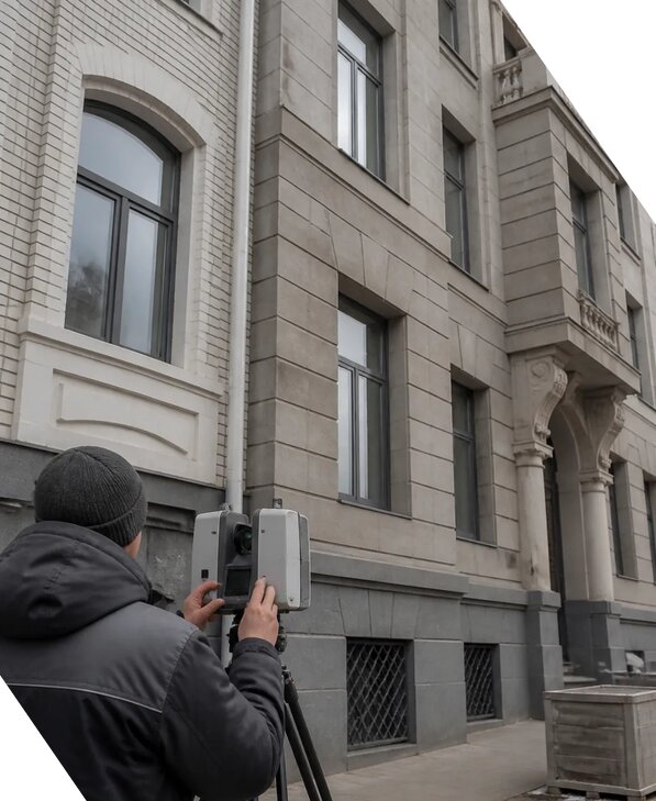 Лазерное сканирование фасадов зданий для обследования в Таре